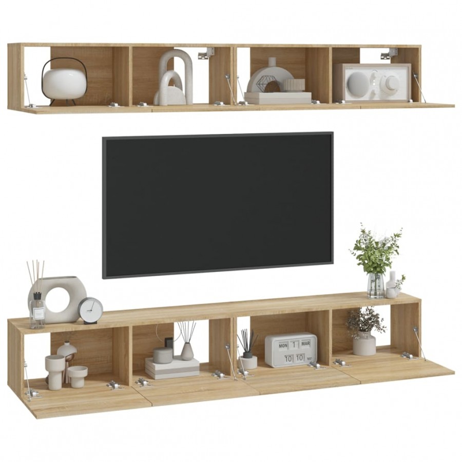 Meubles TV muraux 4 pcs Chêne sonoma 100x30x30 cm Meubles TV muraux 4 pcs Chêne sonoma 100x30x30 cm