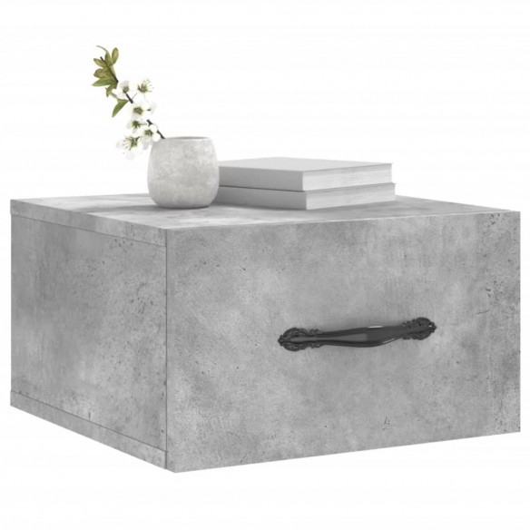 Table de chevet murale gris béton 35x35x20 cm