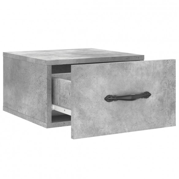 Table de chevet murale gris béton 35x35x20 cm