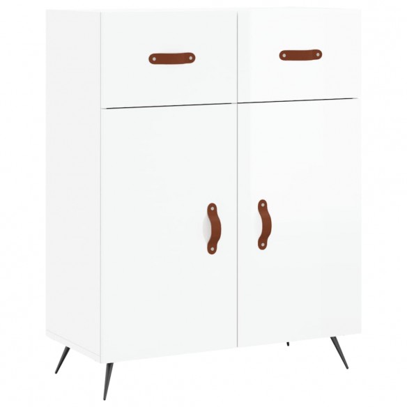 Buffet haut Blanc brillant 69,5x34x180 cm Bois d'ingénierie