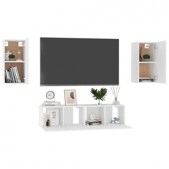 Ensemble de meubles TV 4 pcs Blanc Aggloméré