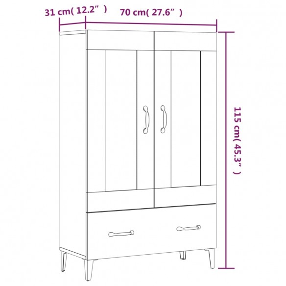 Buffet Chêne marron 70x31x115 cm Bois d'ingénierie