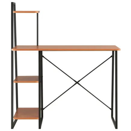 Bureau avec étagère Noir et marron 102x50x117 cm 2