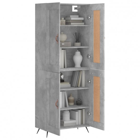 Buffet haut Gris béton 69,5x34x180 cm Bois d'ingénierie