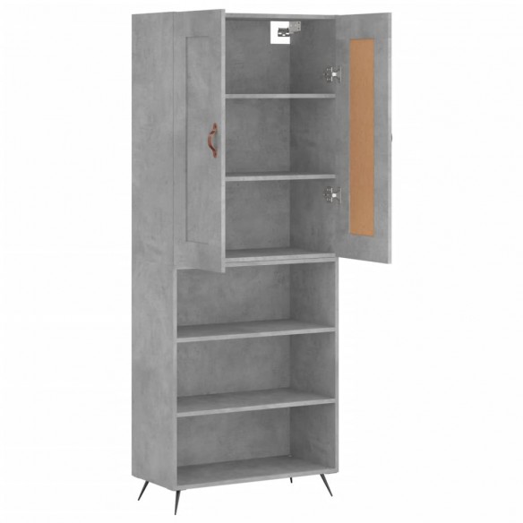 Buffet haut Gris béton 69,5x34x180 cm Bois d'ingénierie