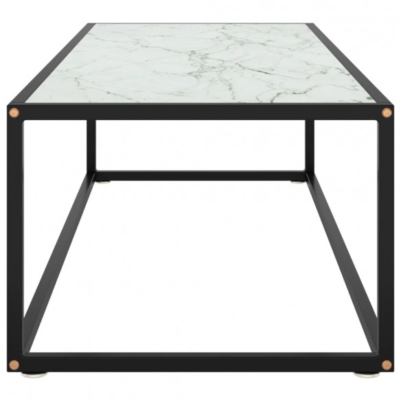 Table basse Noir avec verre marbre blanc 120x50x35 cm