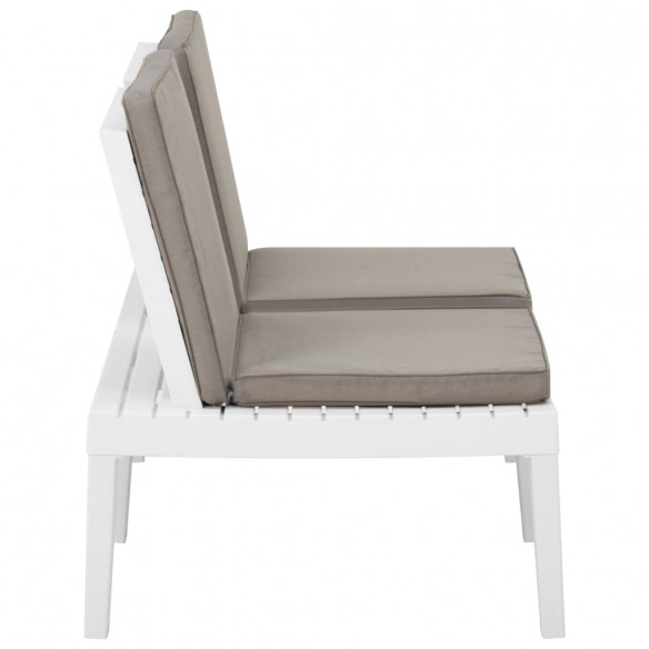 Banc de salon de jardin avec coussin Plastique Blanc