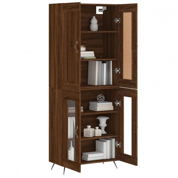 Buffet haut Chêne marron 69,5x34x180 cm Bois d'ingénierie