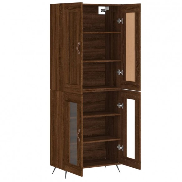 Buffet haut Chêne marron 69,5x34x180 cm Bois d'ingénierie