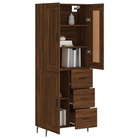 Buffet haut Chêne marron 69,5x34x180 cm Bois d'ingénierie