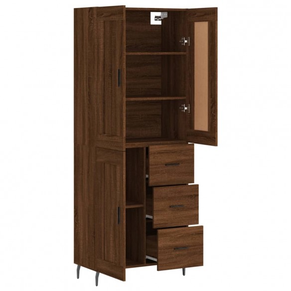 Buffet haut Chêne marron 69,5x34x180 cm Bois d'ingénierie