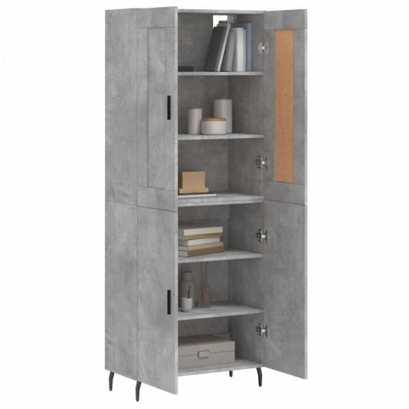 Buffet haut Gris béton 69,5x34x180 cm Bois d'ingénierie