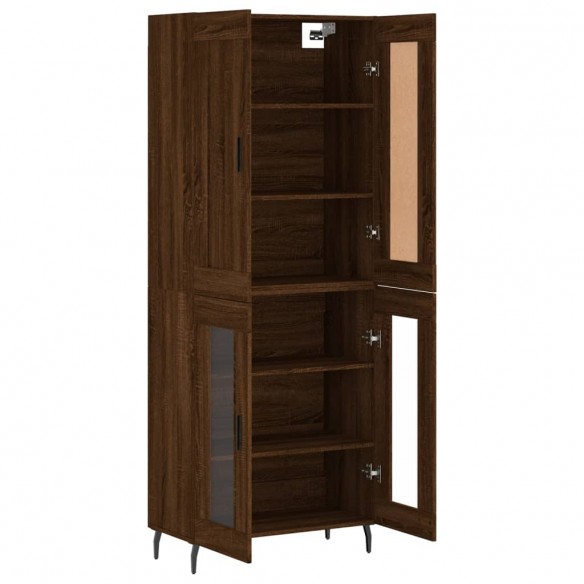 Buffet haut Chêne marron 69,5x34x180 cm Bois d'ingénierie