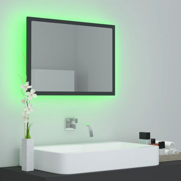 Miroir à LED de salle de bain Gris 60x8,5x37 cm Acrylique