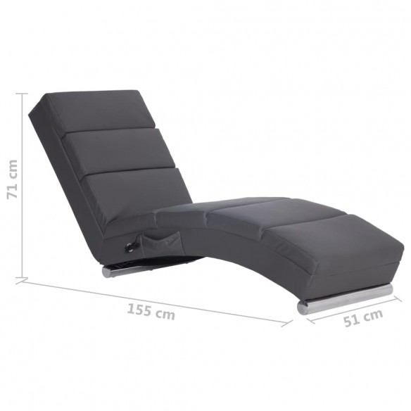 Chaise longue de massage Gris Similicuir