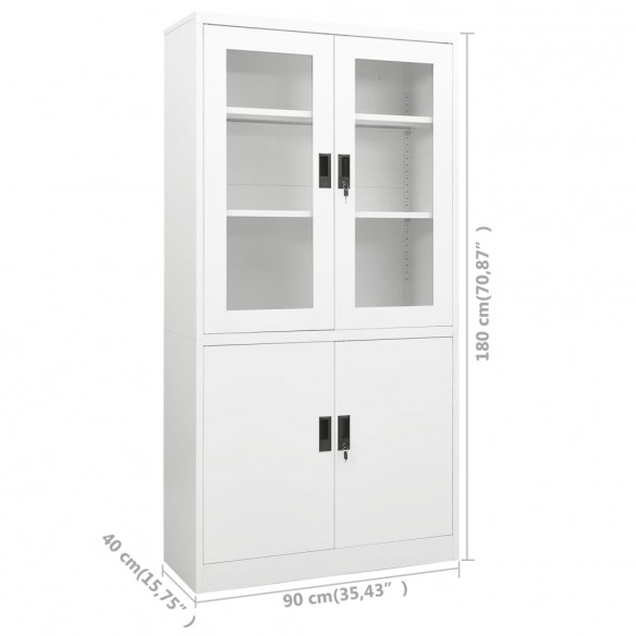 Armoire de bureau Blanc 90x40x180 cm Acier