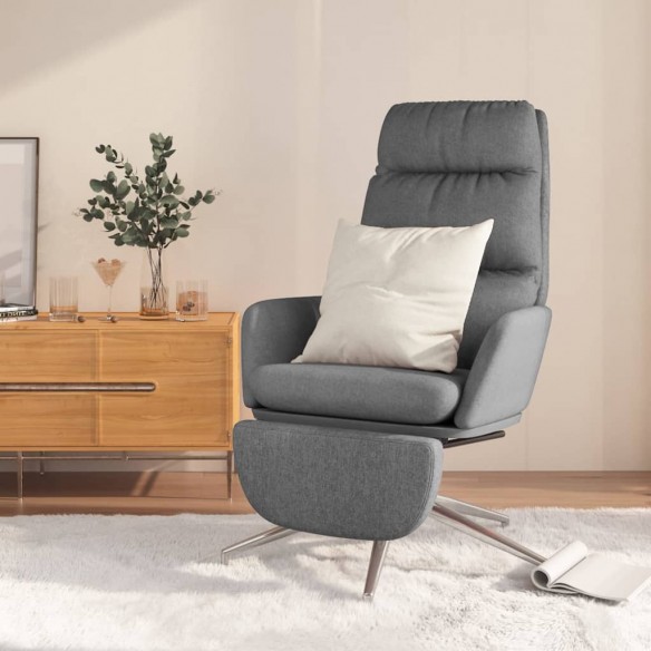 Chaise de relaxation avec repose-pied Gris clair Tissu