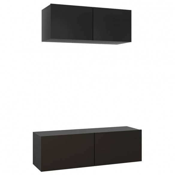 Ensemble de meuble TV 2 pcs Noir Aggloméré