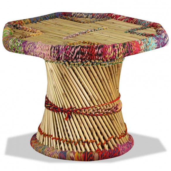 Table basse Bambou avec Détails Chindi Multicolore