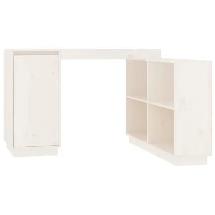 Bureau Blanc 110x50x75 cm Bois massif de pin 2