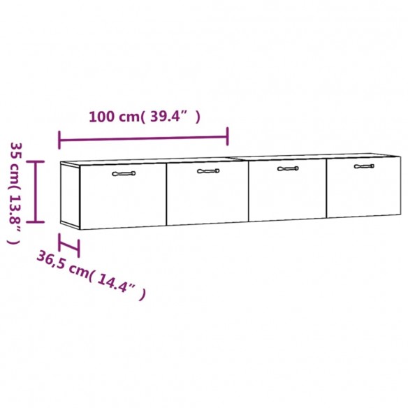 Armoires murales 2 pcs Chêne fumé 100x36,5x35 cm