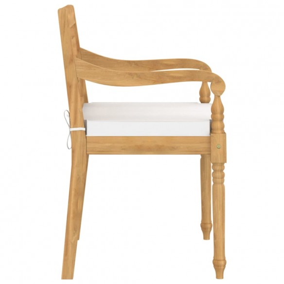 Chaises Batavia 4 pcs avec coussins Bois de teck solide