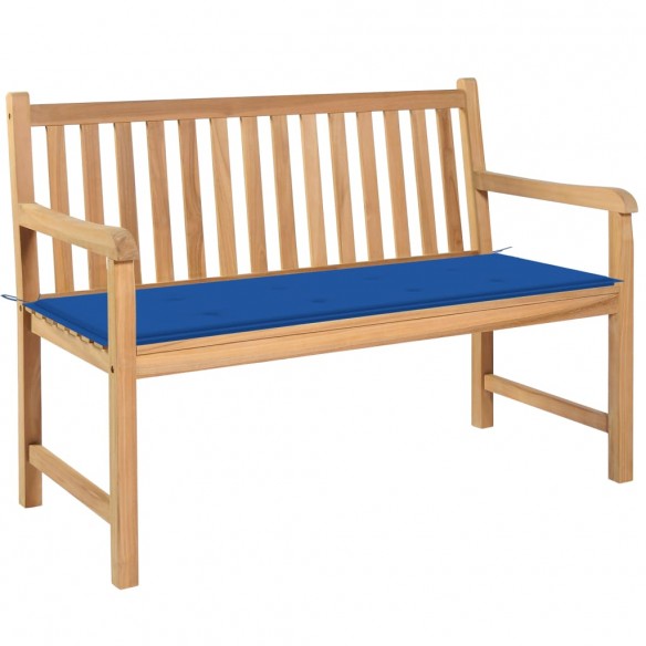 Banc de jardin avec coussin bleu royal 120 cm Bois de teck