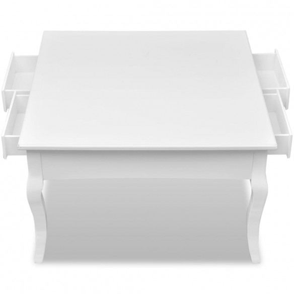 Table basse avec 4 tiroirs Blanc
