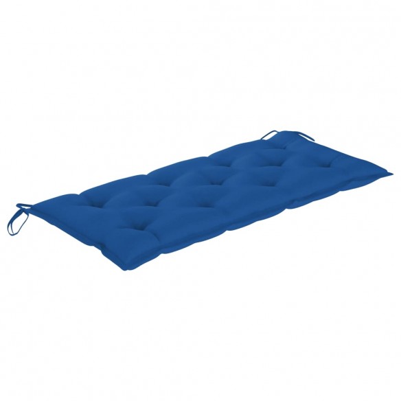 Banc de jardin avec coussin bleu 120 cm Bois de teck massif