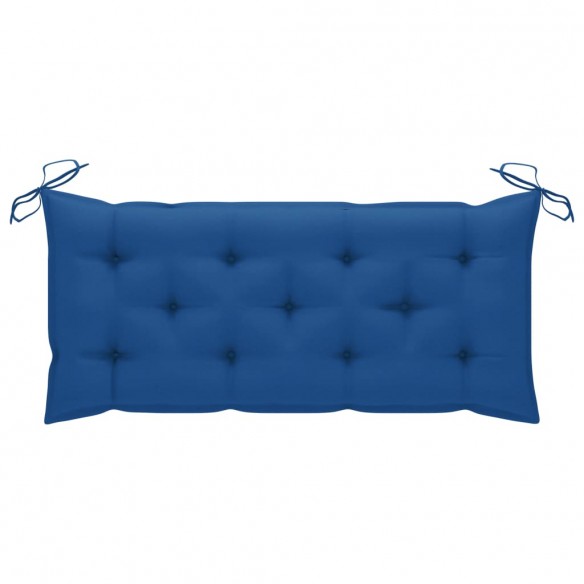 Banc de jardin avec coussin bleu 120 cm Bois de teck massif