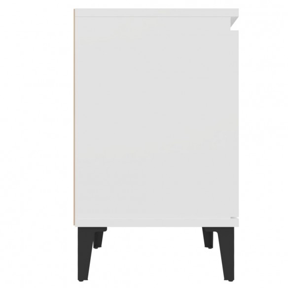 Table de chevet avec pieds en métal Blanc 40x30x50 cm