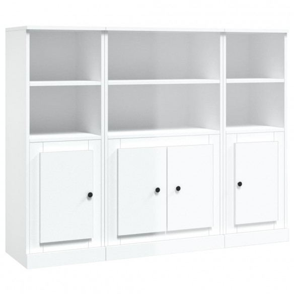 Buffets 3 pcs blanc brillant bois d'ingénierie