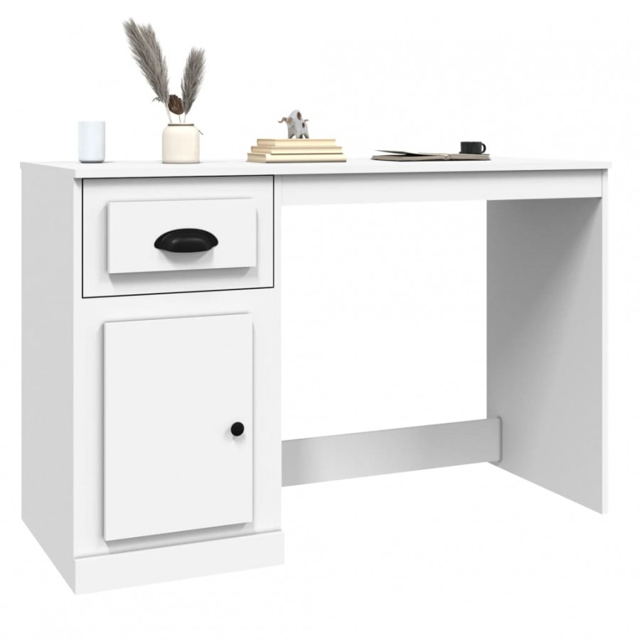 Bureau avec tiroir blanc 115x50x75 cm bois d'ingénierie