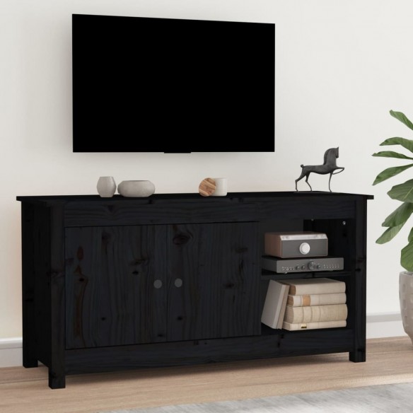 Meuble TV Noir 103x36,5x52 cm Bois de pin massif