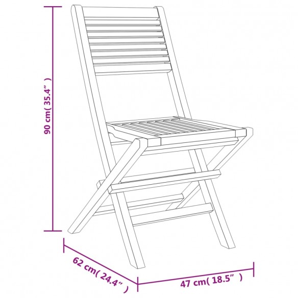 Chaises de jardin pliantes 4 pcs 47x62x90 cm bois massif teck