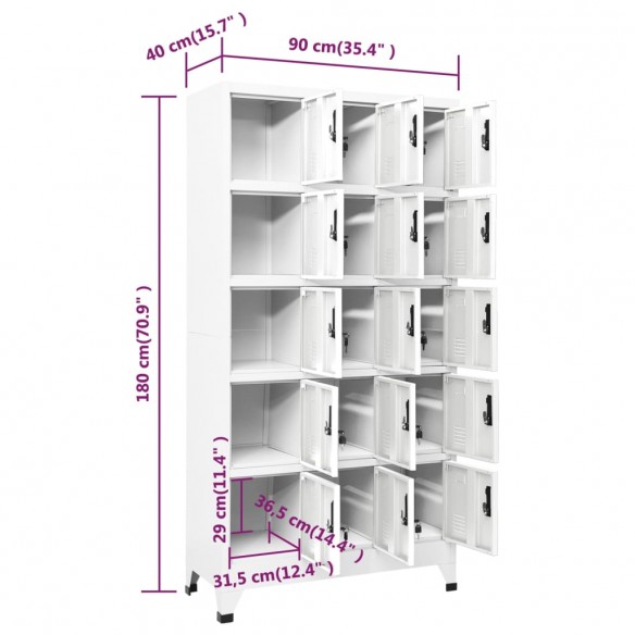 Armoire à casiers Blanc 90x40x180 cm Acier