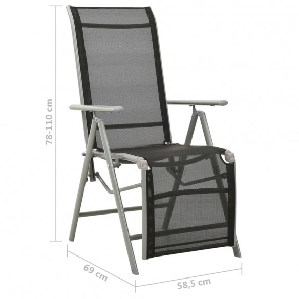 Chaise de jardin inclinable Textilène et aluminium Argenté