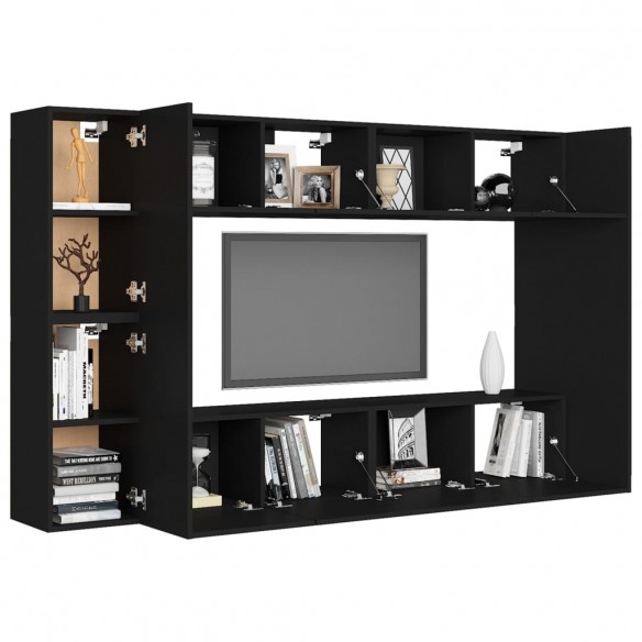 Ensemble de meubles TV 8 pcs Noir Aggloméré