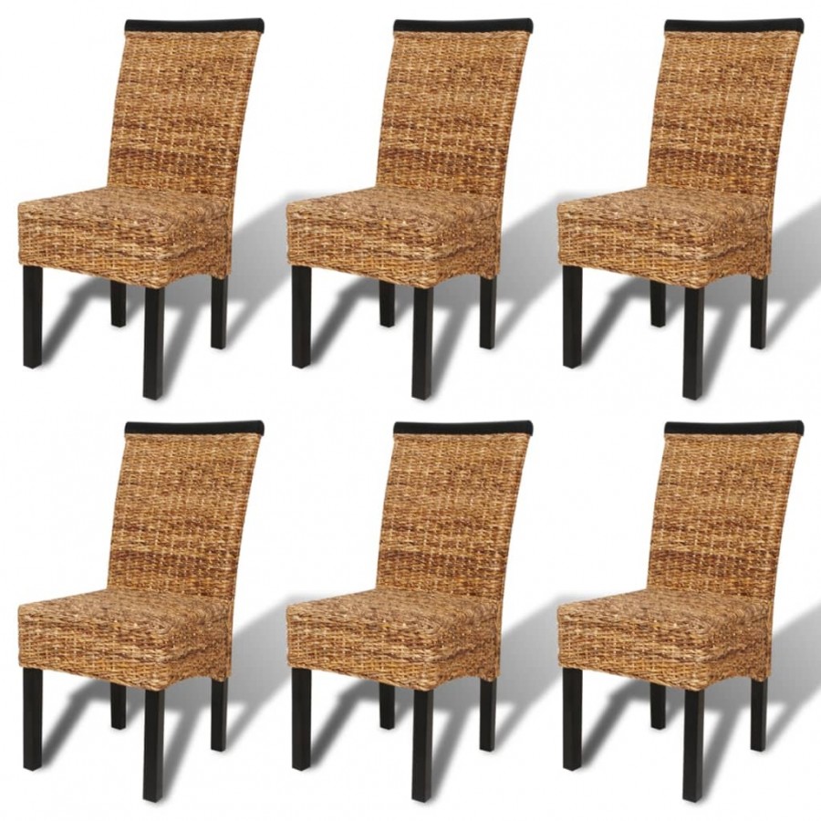 Chaises à manger lot de 6 bois solide de manguier et abaca