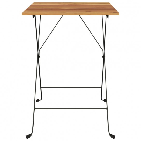 Table de bistro pliante 55x54x71cm Bois de teck solide et acier