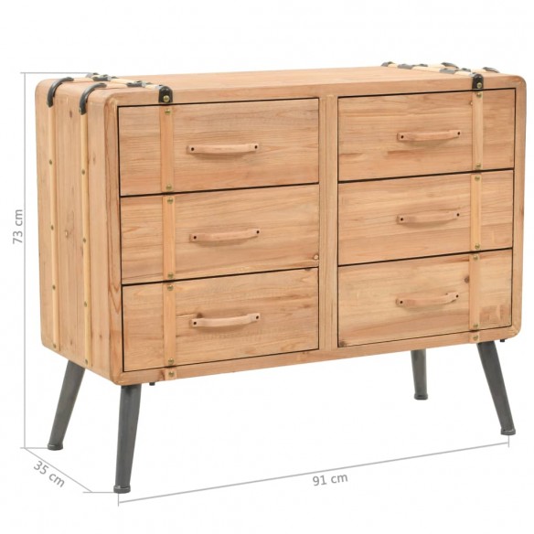 Armoire à tiroirs bois de sapin massif 91x35x73 cm