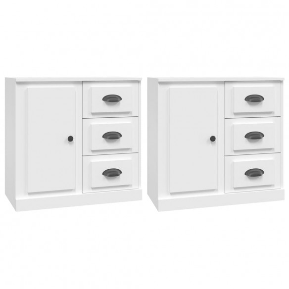 Buffets 2 pcs blanc bois d'ingénierie