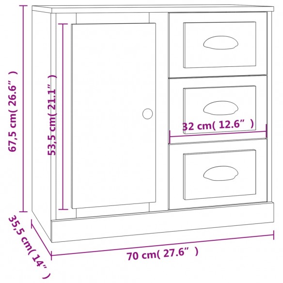 Buffets 2 pcs blanc bois d'ingénierie