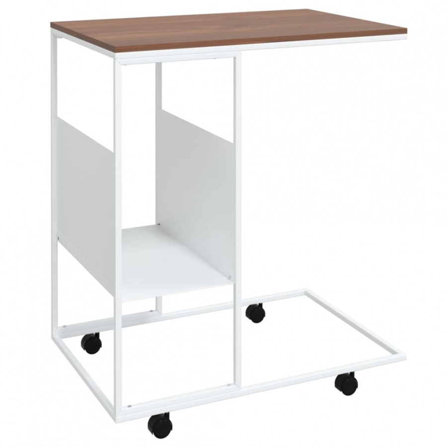 Table d'appoint et roues Blanc 55x36x63,5 cm 