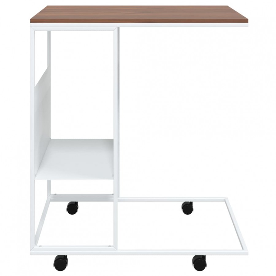 Table d'appoint et roues Blanc 55x36x63,5 cm 