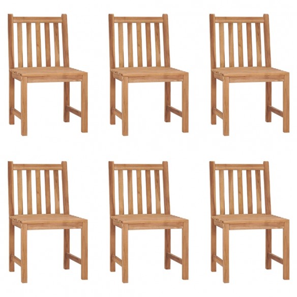 Chaises de jardin 6 pcs avec coussins Bois de teck massif