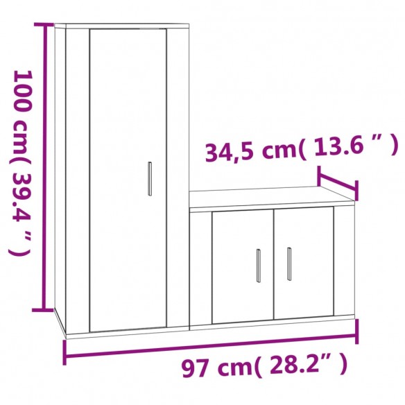 Ensemble de meubles TV 2 pcs blanc brillant bois d'ingénierie