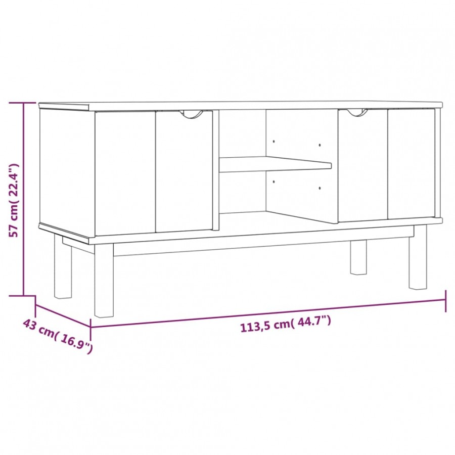 Meuble TV OTTA 113,5x43x57 cm Bois de pin massif Meuble TV OTTA 113,5x43x57 cm Bois de pin massif