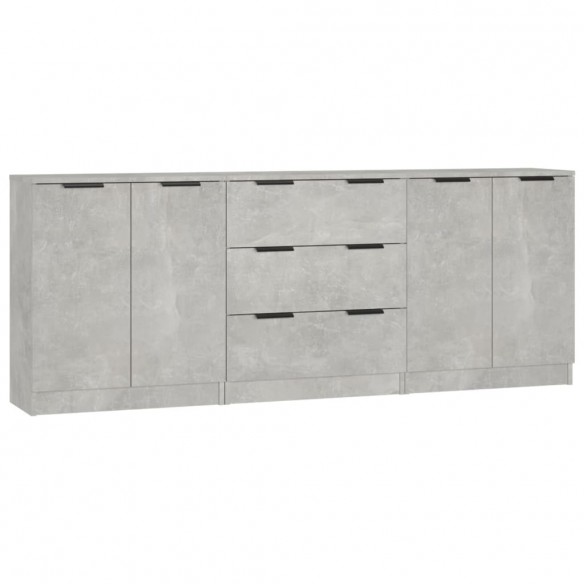 Buffets 3 pcs Gris béton Bois d'ingénierie