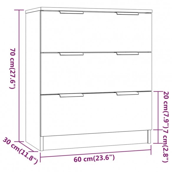 Buffets 3 pcs Gris béton Bois d'ingénierie